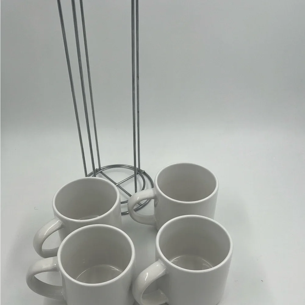 Williams Sonoma White Mug Set with Stand